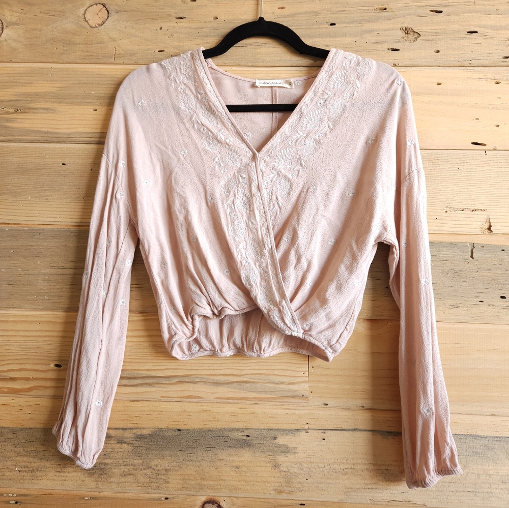 Chloe & Katie Pink Button Crop Top - size xs